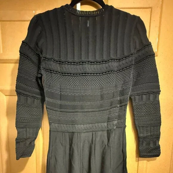 REISS Black Knit Midi Dress | Size US 6 (EU 38) - Picture 7 of 11